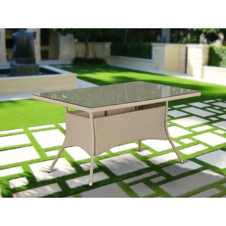 EAST WEST FURNITURE Valencia Outdoor-furniture Wicker Patio Table - Cream HVLTG53V